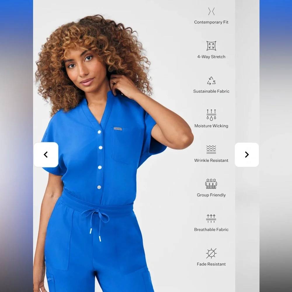 Landau 8-Pocket Cargo Scrub Jumpsuit Royal Blue NEW - Picture 4 of 11